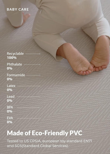 Baby Care Play Mat (Large, Hygge - Spore & Wooden) 82'' x 55'' Original One-Piece Reversible Rollable Waterproof Play Mat for Infants, Babies, Toddler, and Kids