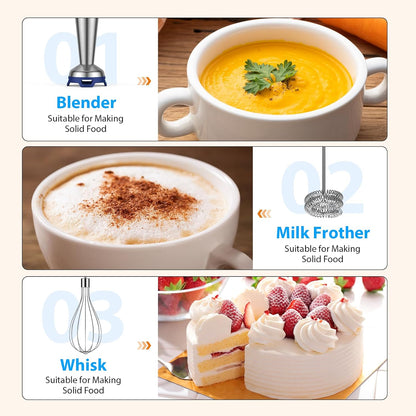 KOIOS Immersion Blender, 1000W Anti-scratch 3-in-1 Hand Blender, Upgraded 12 Speed Stainless Steel