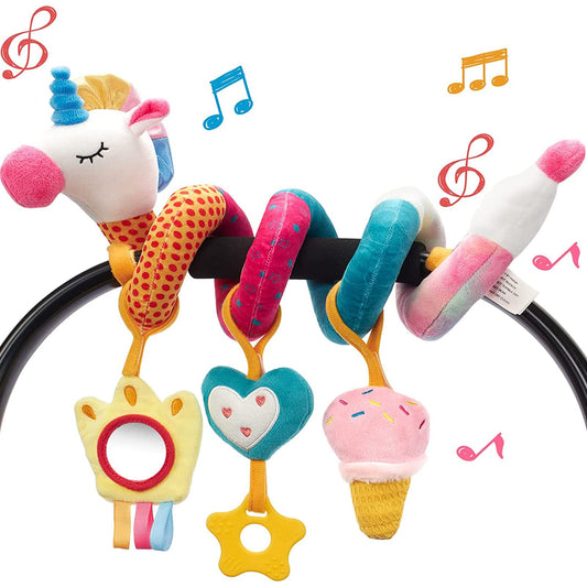 hahaland Car Seat Toys for Babies 0-6 Months Girl Stroller Toy Unicorn