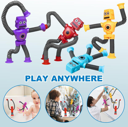 Telescopic Robot Suction Cup Toy, Pop Tubes Fidget Toys for Kids,Shape Changing Tube sensory Toys,Autism Sensory Toys,Imagination creativity educational toys for for Girls & Boys