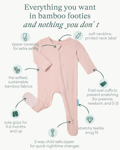 Baby Zipper Footie Pajamas, Supersoft Bamboo Rayon Baby Footed Pjs Boy Girl 0-3-6-9-18-24 Month Coverall Sleepers