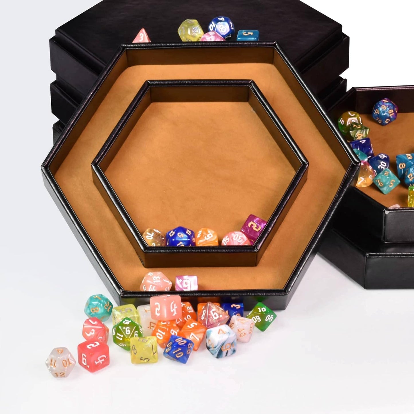 DND Dice Tray - 2 in 1 Dice Storage Rolling Tray - D&D Dice Holder Compatible with Any dice Game, Dungeons and Dragons, MTG, Dice Arena (Brown)