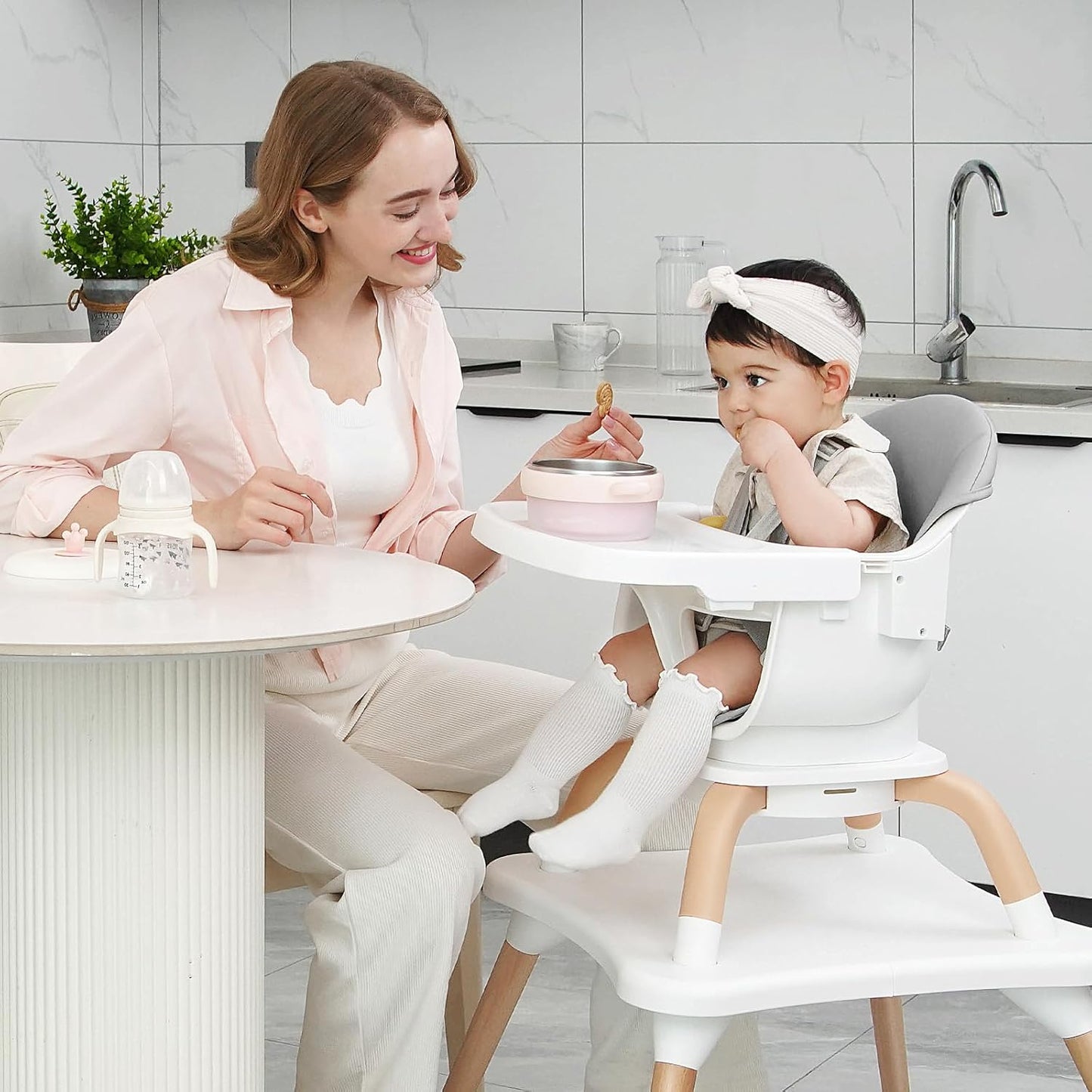 Baby High Chair, 7 in 1 Convertible High Chairs for Babies and Toddlers, Kids Learning Table