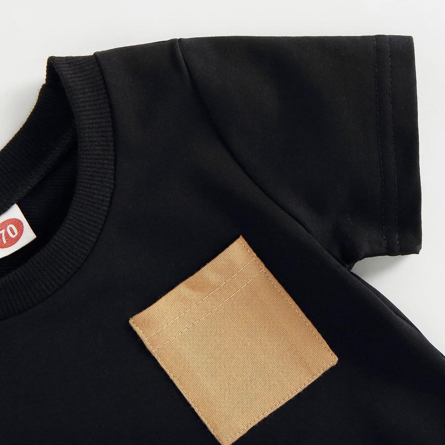 fhutpw Baby Toddler Boy Clothes Summer Outfits 6 12 18 24 Months Patchwork Short Sleeve T Shirt & Shorts Sets with Pockets