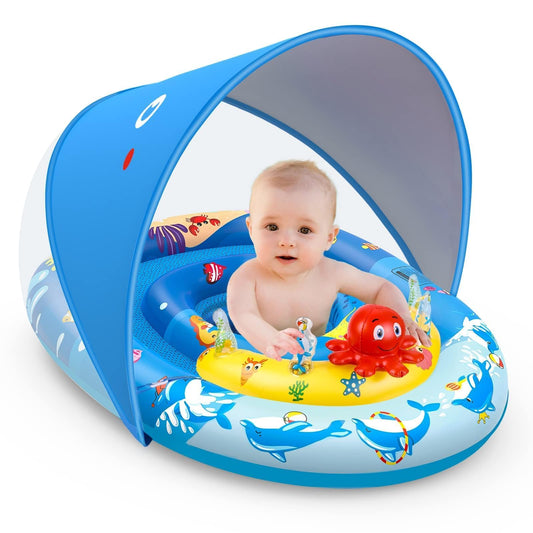 EZIGO Baby Pool Float Canopy UPF50+, Kids Floats for 6-36 Months Boys Girls
