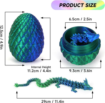 3D Printed Dragon Egg,Dragon Eggs with Dragon Inside,Crystal Dragon Fidget Toys,Full Articulated