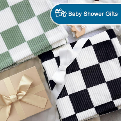 HOMRITAR Black and White Baby Blanket for Boys Ultra Soft Warm Lightweight Toddler Blanket with