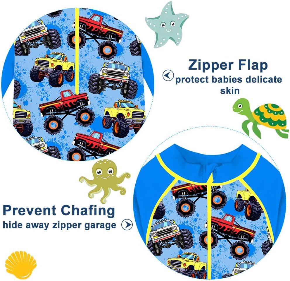 Funnycokid Baby Swimsuit Boy Toddler Bathing Suit Rash Guard UPF 50+ Swimwear 6 Months-4T