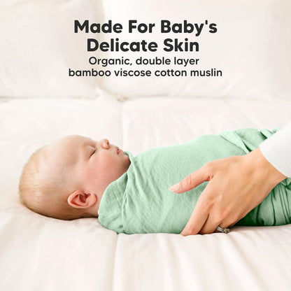 4-Pack Muslin Swaddle Blankets for Boys, Girls - Organic Baby Swaddles for Newborns, Soft &