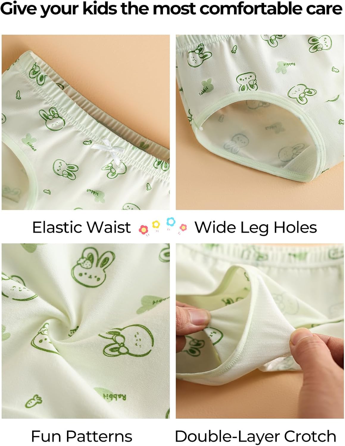 Haloumoning Girls Underwear Soft Cotton Underwear Toddler Girls Briefs Kids Comfy Panties,4-pack