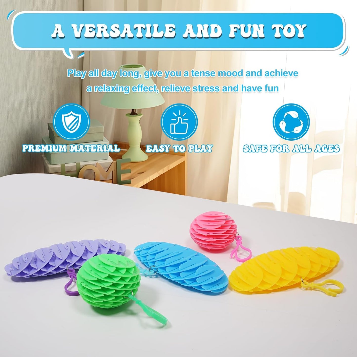 Hanging Decoration Style Elastic Worm Fidget Toy, Stretch and Squeeze Fidget Worm Sensory Toys for Kids,Gifts Stress and Anxiety Relief Calming Fidgets Desk Toys for Adults,Exercise Wrist (Green)