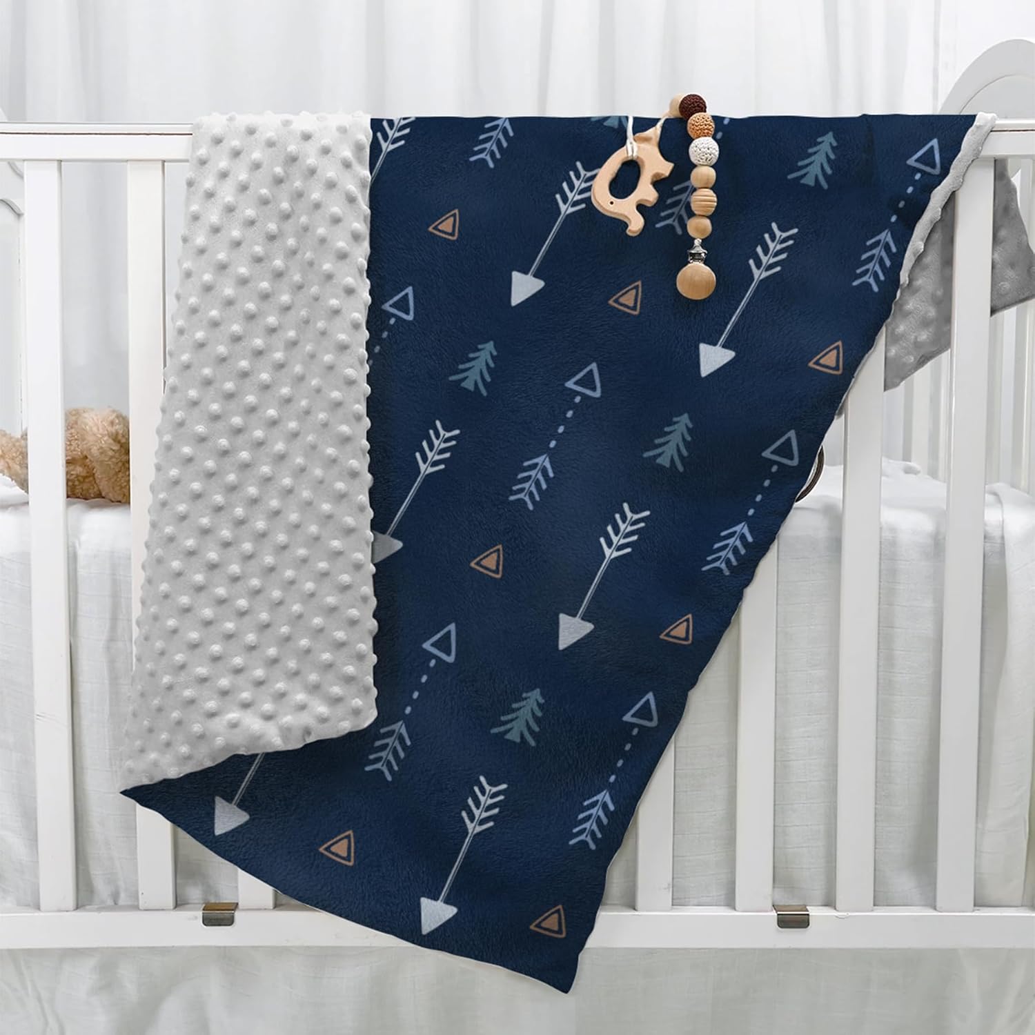 SANDJEST Kid Blanket for Boys with Double Layer Dotted Backing - Arrows Printed 30 x 40 Receiving