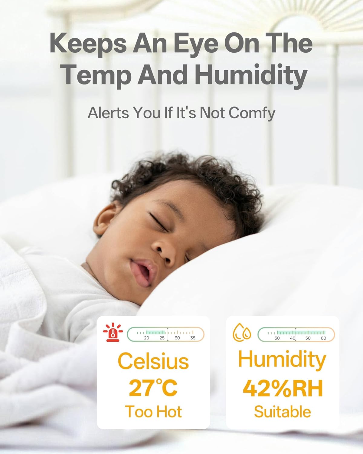 ARENTI Baby Monitor, Cry & Motion Detection, 2K Smart Baby Camera with 5-Inch Upgraded Wireless Display, Two Way Audio, Super Night Vision, Temp & Humidity Sensor, Lullabies