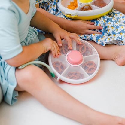 GoBe Kids Small Snack Spinner Flip Bundle with Hand Strap and Sticker Sheet - Reusable Snack