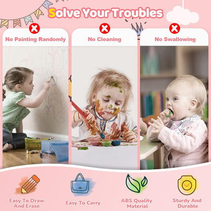 Kikidex Toddler Toys for 1-3 Years, Sturdy Magnetic Doodle Board, Reusable, No Mess, Educational Learning Toys for Kids' Birthday (Rose)