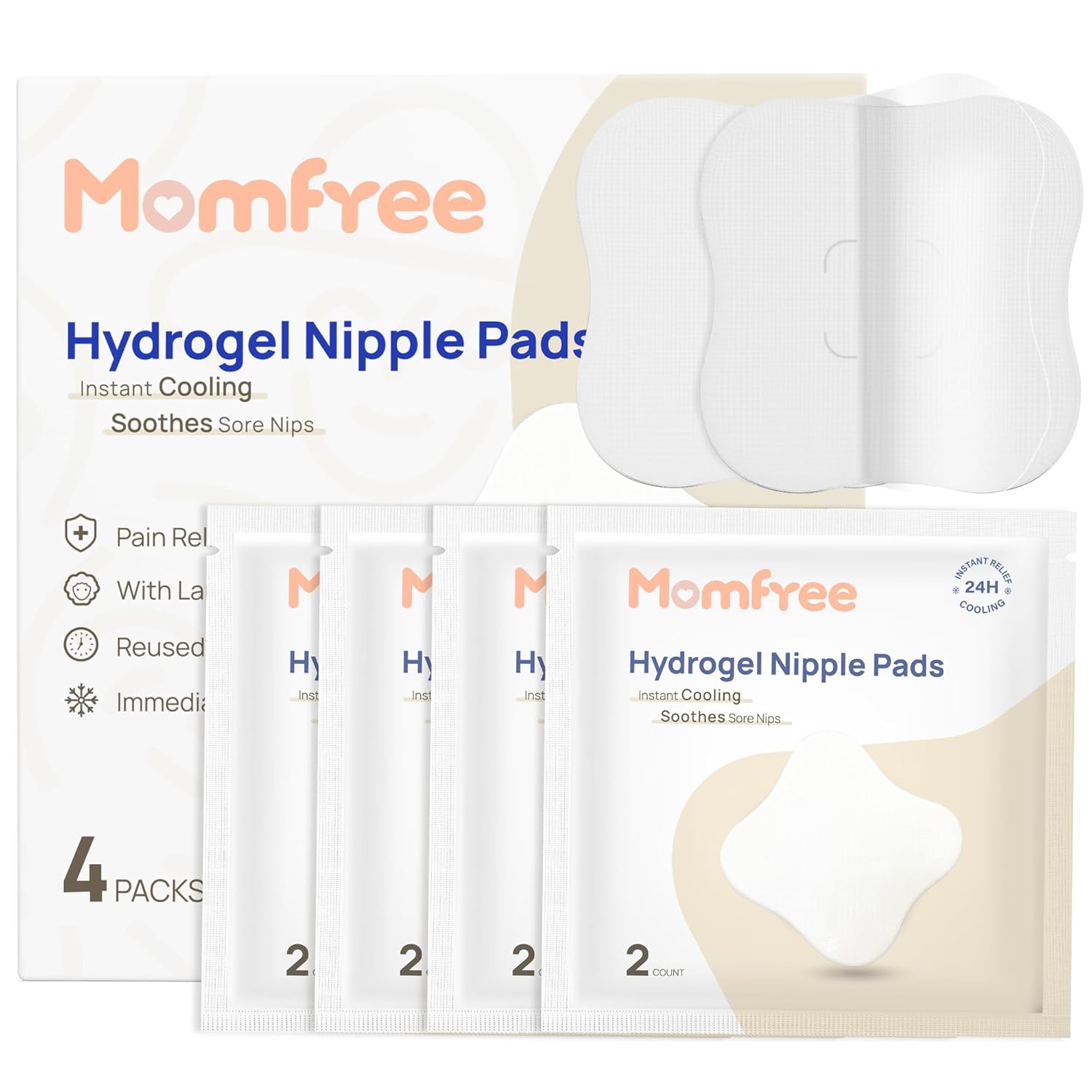 Cooling Nipple Pads for Breastfeeding: Hydrogel Gel Pad Instant Cooling Relief | Promotes Healing
