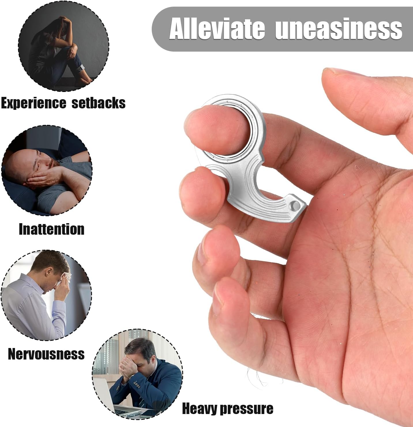 2pcs Key Chain Spinner Fidget Toy, Portable Finger Spinning Keychain with 2pcs Key Ring Funny Key
