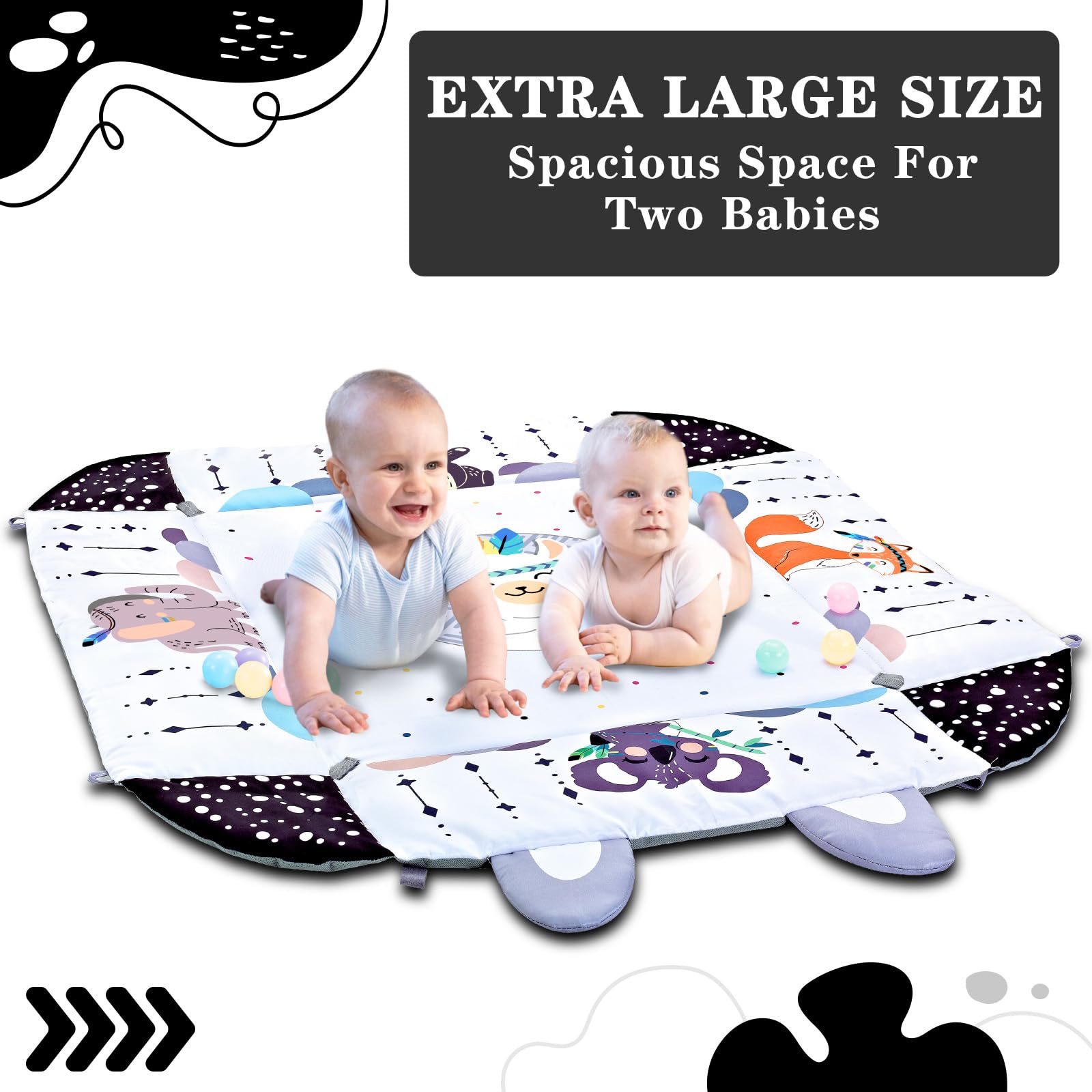 TFDER Baby Gym Play Mat, 8-in-1 Tummy Time Mat & Activity Gym, Washable Ball Pit, Infant Play Mat