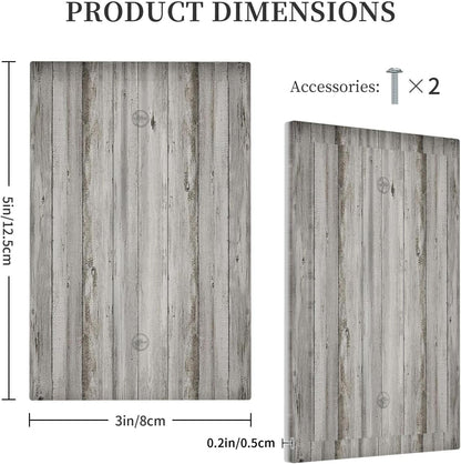 Light Switch Cover Plate Farmhouse Rustic Grey Barn Door Wood 1 Gang No Device Blank Electrical Wall Plates Faceplate Decorative Switch Plate for Bedroom Cabin Decor