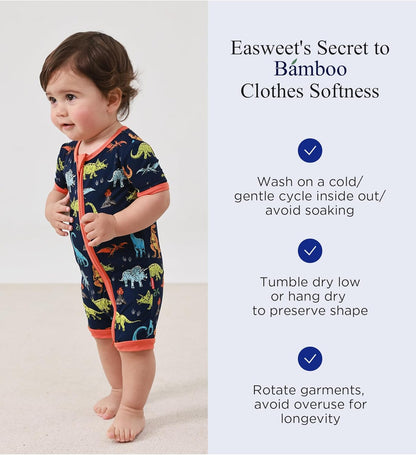 Baby Boys Bamboo Viscose Short Sleeve Romper Soft Comfy Infant Summer Jumpsuit