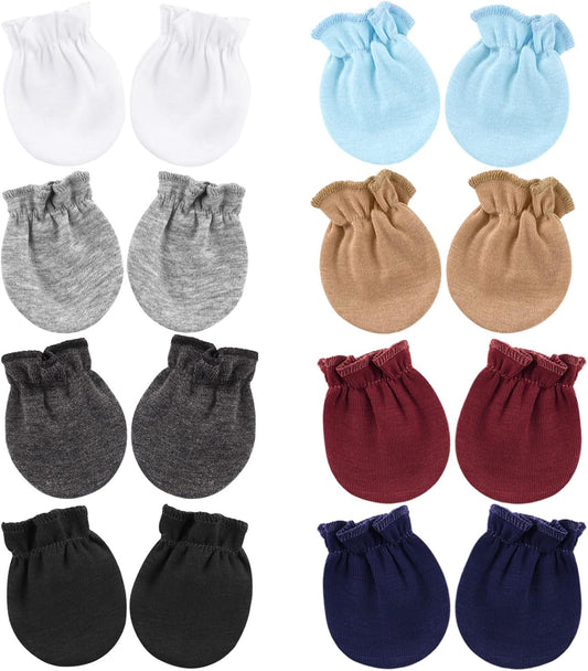 BQUBO Newborn Infant Toddler Mittens No Scratch Cotton Elastic Wrist Gloves Hypoallergenic for 0-6 Months Baby Boys Girls