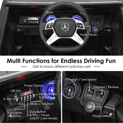 Costzon Ride on Car, Licensed Mercedes-Benz Maybach, 12V Battery Powered Vehicle Toy w/ 2 Motors, Remote Control, 3 Speeds, Lights, Horn, Music, Aux, Storage, Truck, Electric Car for Kids (Black)