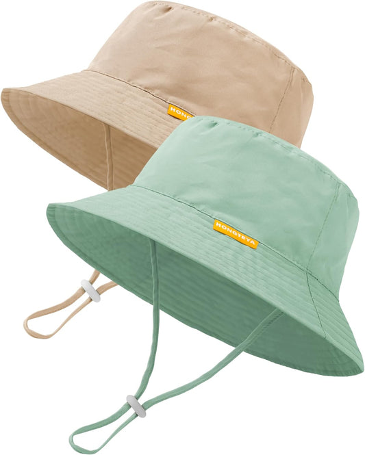Baby Sun Hat Kids Summer UPF 50+ Toddler Bucket Hat Wide Brim Adjustable Beach Hats for Boys Girls Age 0-6 Years