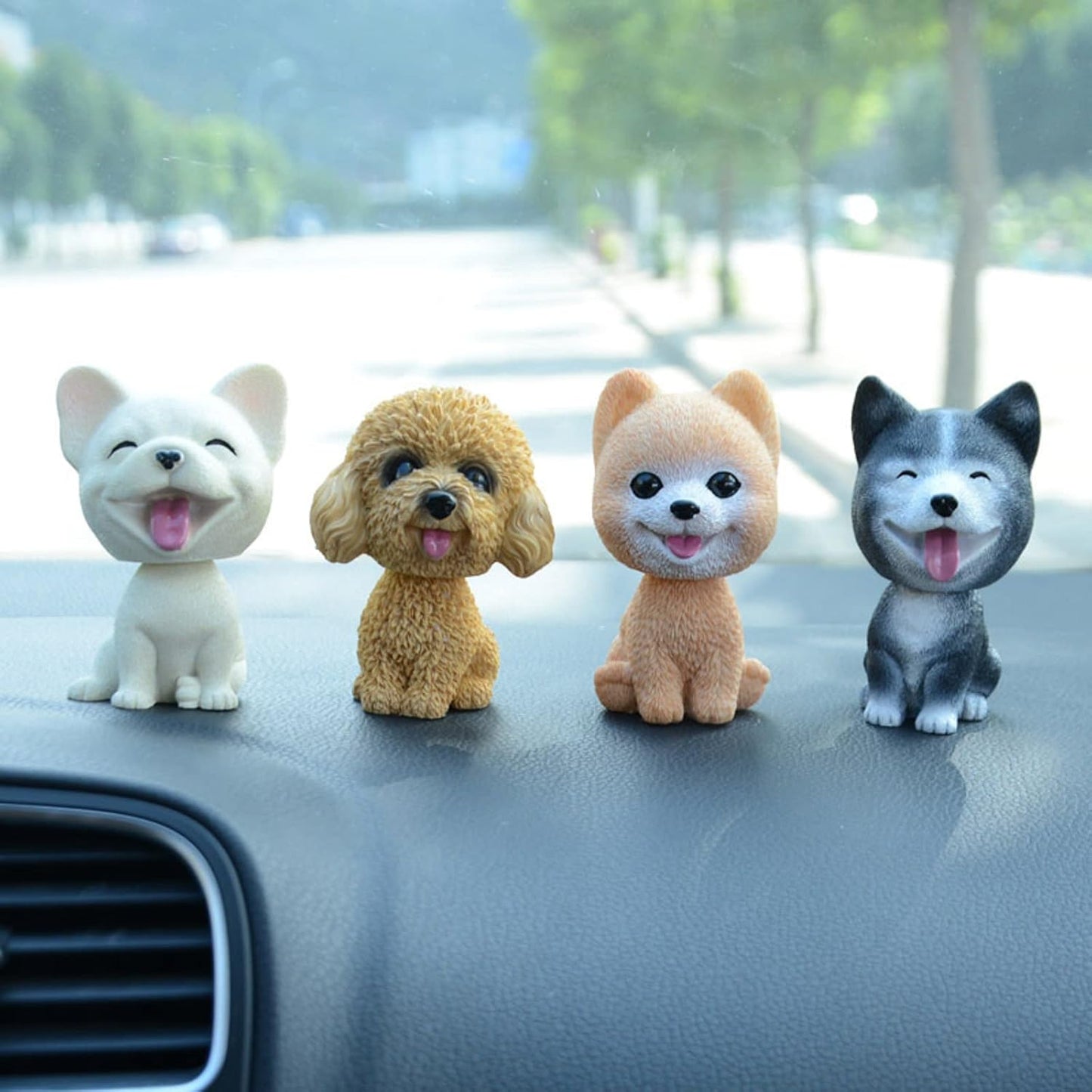 Resin Bobbing Head Dog Figurines Mini Bobblehead Puppy for Home Office Desk Car Dashboards Decor Ornaments (Pomeranian)
