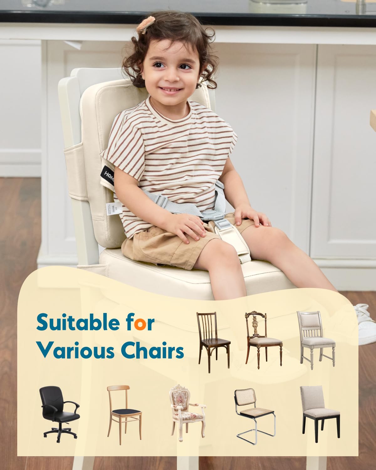HOMEAL Toddler Booster Seat for Dining Table - Toddler Dining Cushion with Wipeable Surface