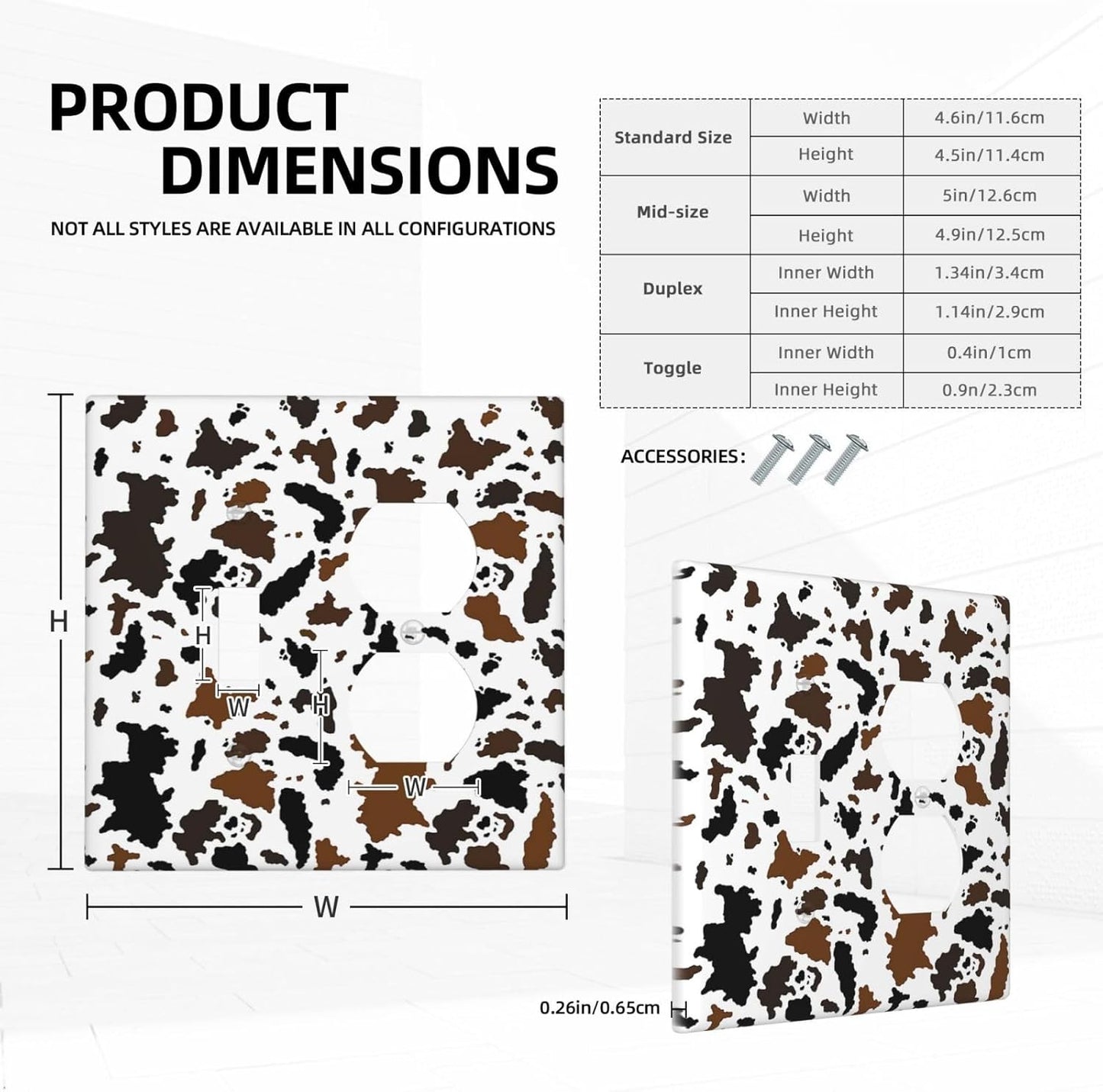 Wallplates Rustic Cowhide Highland Cow Milk Cow 1 Toggle 1 Duplex Switch Plate Electrical Gfci