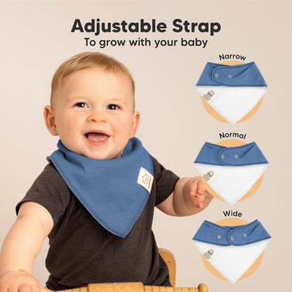 8-Pack Organic Baby Bandana Bibs for Boys, Girls - Super Absorbent Triangle Baby Bibs for Drooling and Teething Infant, 100% Cotton Extra Soft for Newborn, Infant 0-36 Months (Cruise)