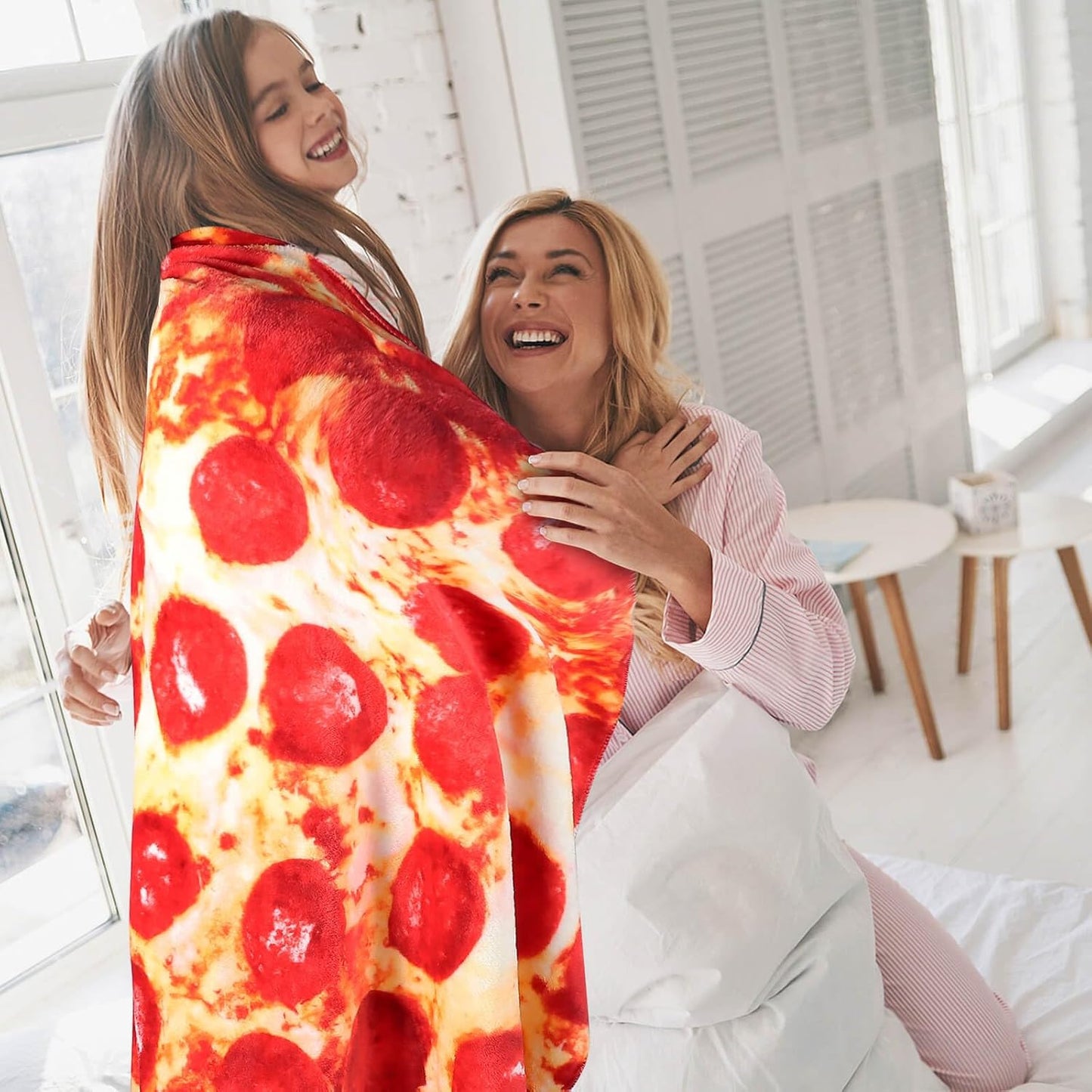 Pepperoni Pizza Blanket White Elephant Gifts for Kids Stuff Useful Adults Teenagers Throw Blankets Wrap Boy Girl Party Novelty Gag Pets Soft Fleece 61in