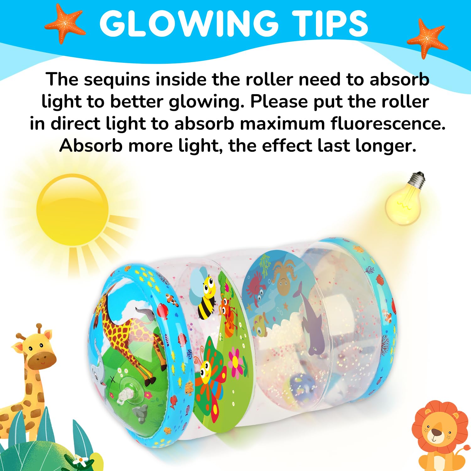 Crawling & Walking Baby Toys 6-12 Months Glowing Inflatable Rolling Toy