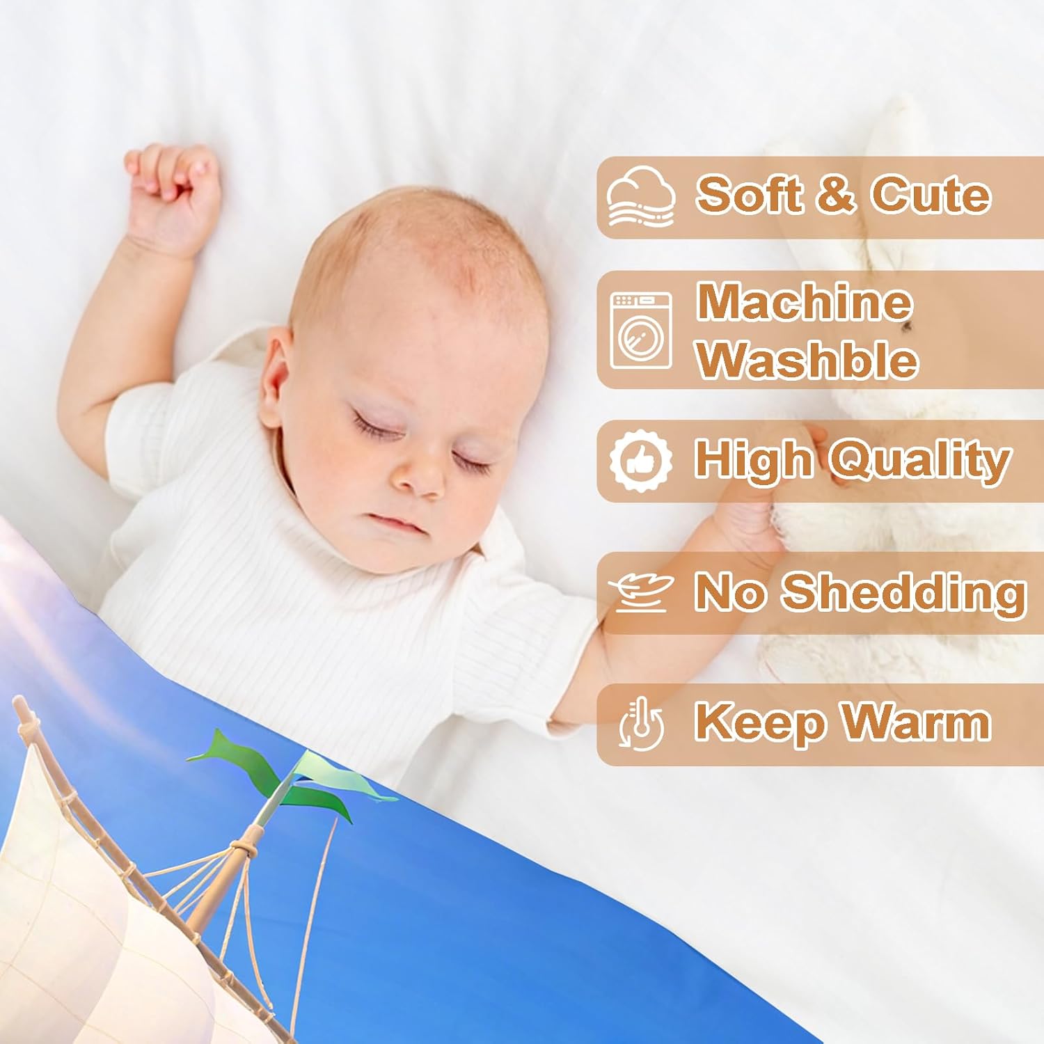 Ship Next Day, Personalized Baby Blanket – Printed in USA, Custom Baby Blanket for Boys & Girls