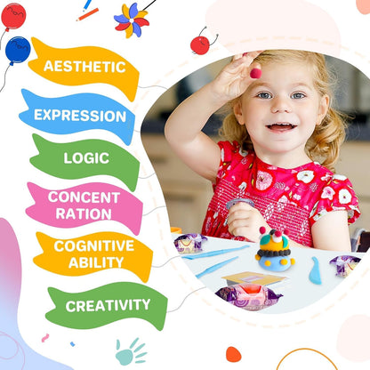 Air Dry Clay 56 Colors, Modeling Clay for Kids, DIY Model Magic Clay, Molding Clay Kit with Sculpting Tools, Non-Sticky Soft and Super Light, Arts and Crafts Gift for Boys Girls Kids.