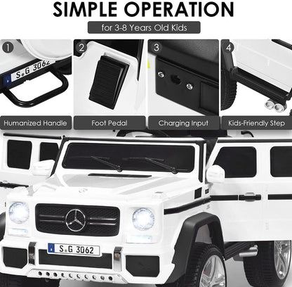 Costzon Ride on Car, Licensed Mercedes-Benz Maybach, 12V Battery Powered Vehicle Toy w/ 2 Motors, Remote Control, 3 Speeds, Lights, Horn, Music, Aux, Storage, Truck, Electric Car for Kids (White)