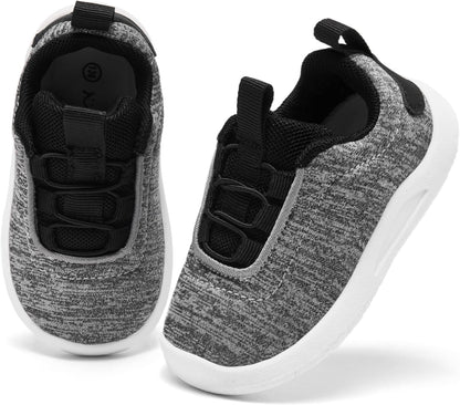 MORENDL Toddler Slip On Sneakers Baby Walking Shoes Non-Slip Breathable Unisex Pink Mesh Lace-Up Athletic Sneakers Infant Running Shoes