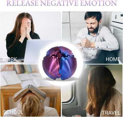 3D Printed Gear Ball, Gear Sphere Fidget Toy Stress Relif Toy for ADHD, Anxiety Relaxing Toy for Adults at Work/Study/Travel, Twisted Blue-Purple