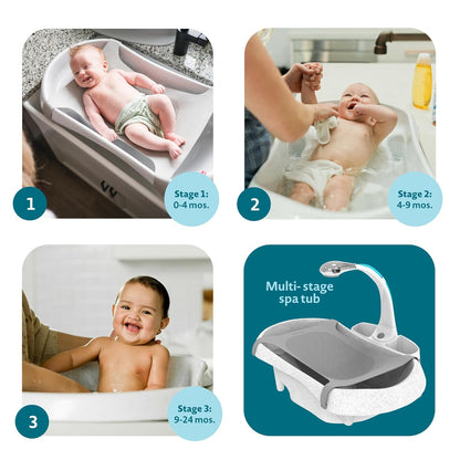 The First Years Rain Shower Baby Bathtub Set - Includes Infant Sling, Soothing Spray Shower Head