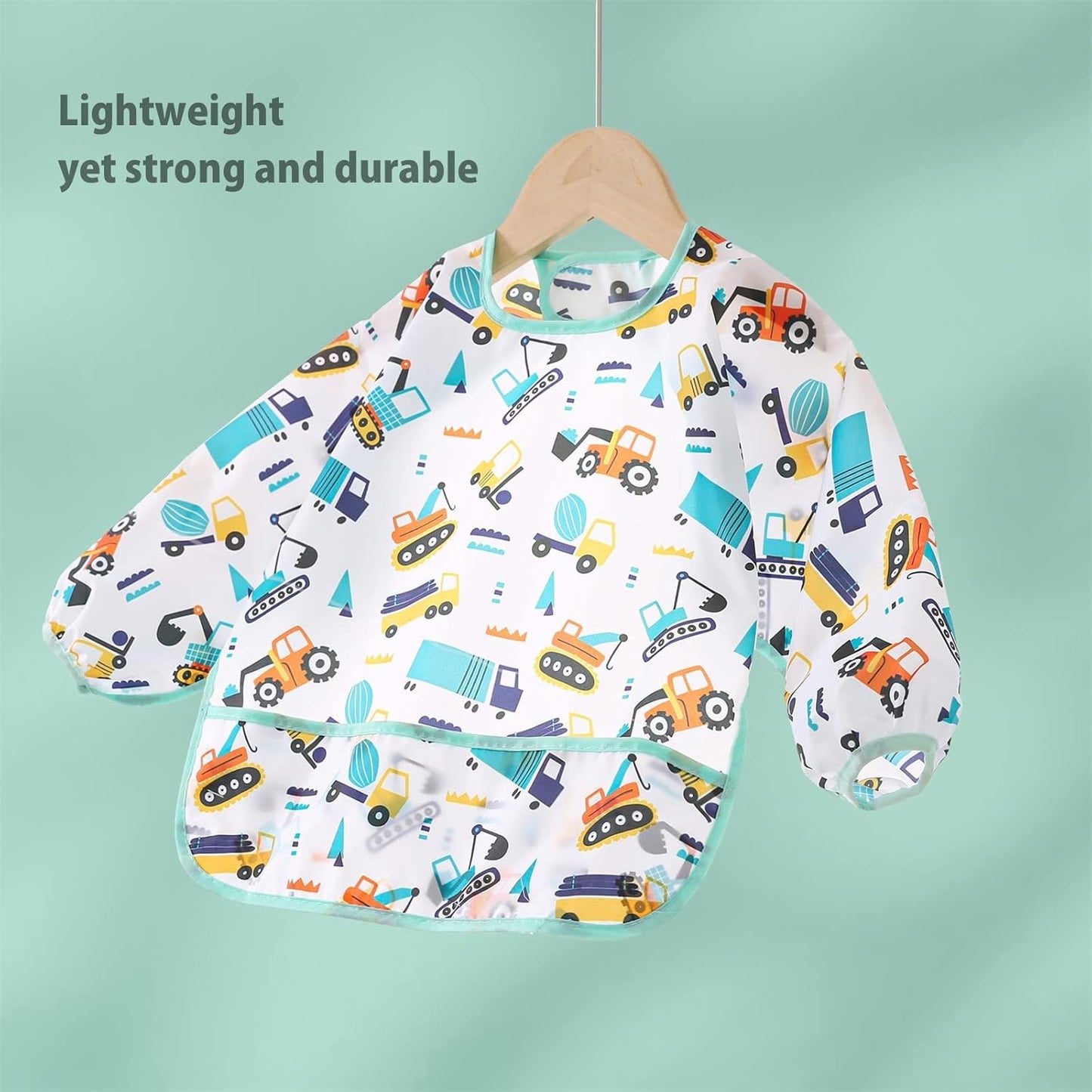 5 Pack Long Sleeve Bib,Baby Toddler Waterproof Sleeved Bib for 6-30 Months Reusable with Catch-all