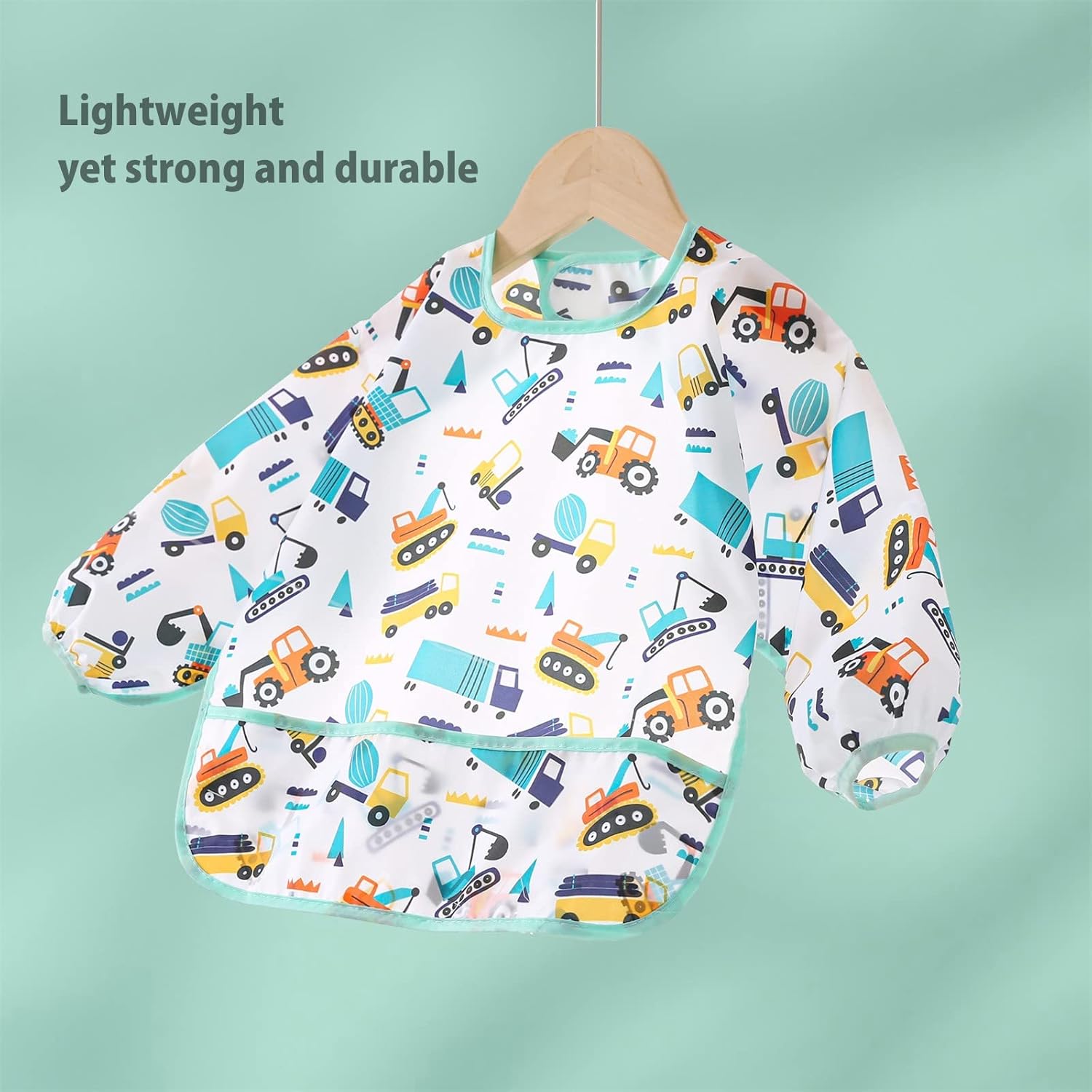 5 Pack Long Sleeve Bib,Baby Toddler Waterproof Sleeved Bib for 6-30 Months Reusable with Catch-all