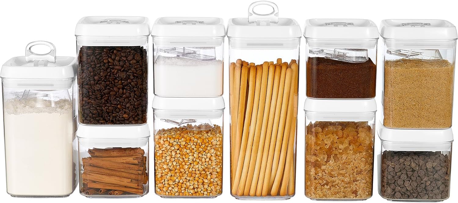 Felli Flip Tite Food Storage Container with Scoop & Lid 5" LARGE Airtight Ring Top, Acrylic