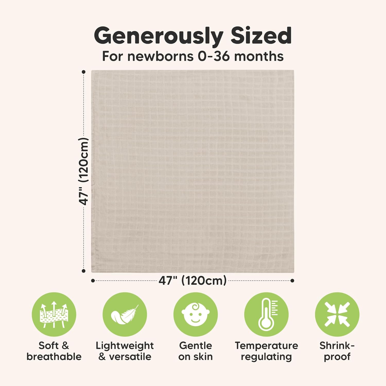 4-Pack Muslin Swaddle Blankets for Boys, Girls - Organic Baby Swaddles for Newborns, Soft &