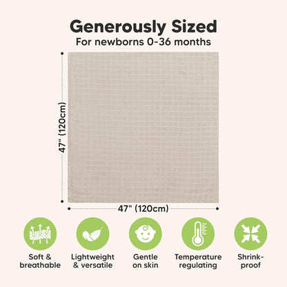 4-Pack Muslin Swaddle Blankets for Boys, Girls - Organic Baby Swaddles for Newborns, Soft &