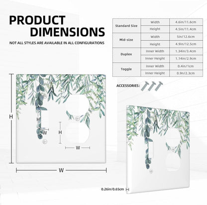 Eucalyptus Leaves Greenery Vine Flowers Simplicity Wallplates 1 Toggle 1 Duplex Switch Plate Electrical GFCI Faceplate Decorative Light Switch Covers for Bed Room Living Room Decor