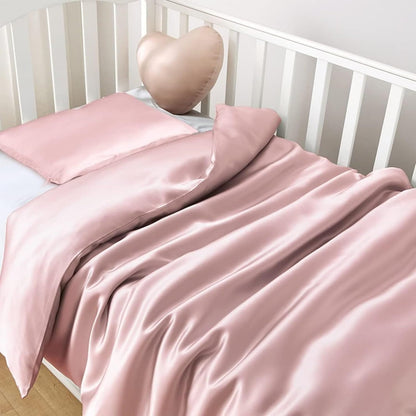 Organic Mulberry Silk Baby Pillowcase with Zipper, Small 10"x13" Pillow Cover for Boys & Girls, Ideal for Bed & Travel, Soft for Kids Hair & Skin, Hypoallergenic Pillowcases for Toddlers (Pink)