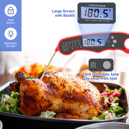 Lonicera Meat Thermometer Digital for Cooking Food. Waterproof & Instant Read for Kitchen Baking