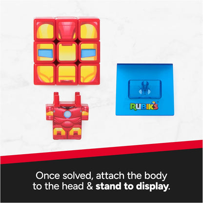 Rubik's Cube Iron Man Cuber, Problem-Solving Challenging Brain Teaser Collectible Iron Man Fidget Toy, for Adults & Kids Ages 8+