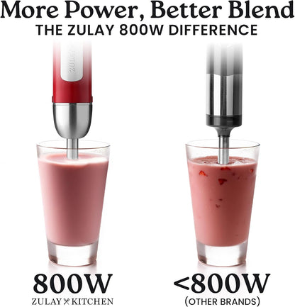 Zulay Immersion Stick Mixer Hand Blender - 800 Watts, Turbo Mode, 5-ft Power Electric Cord