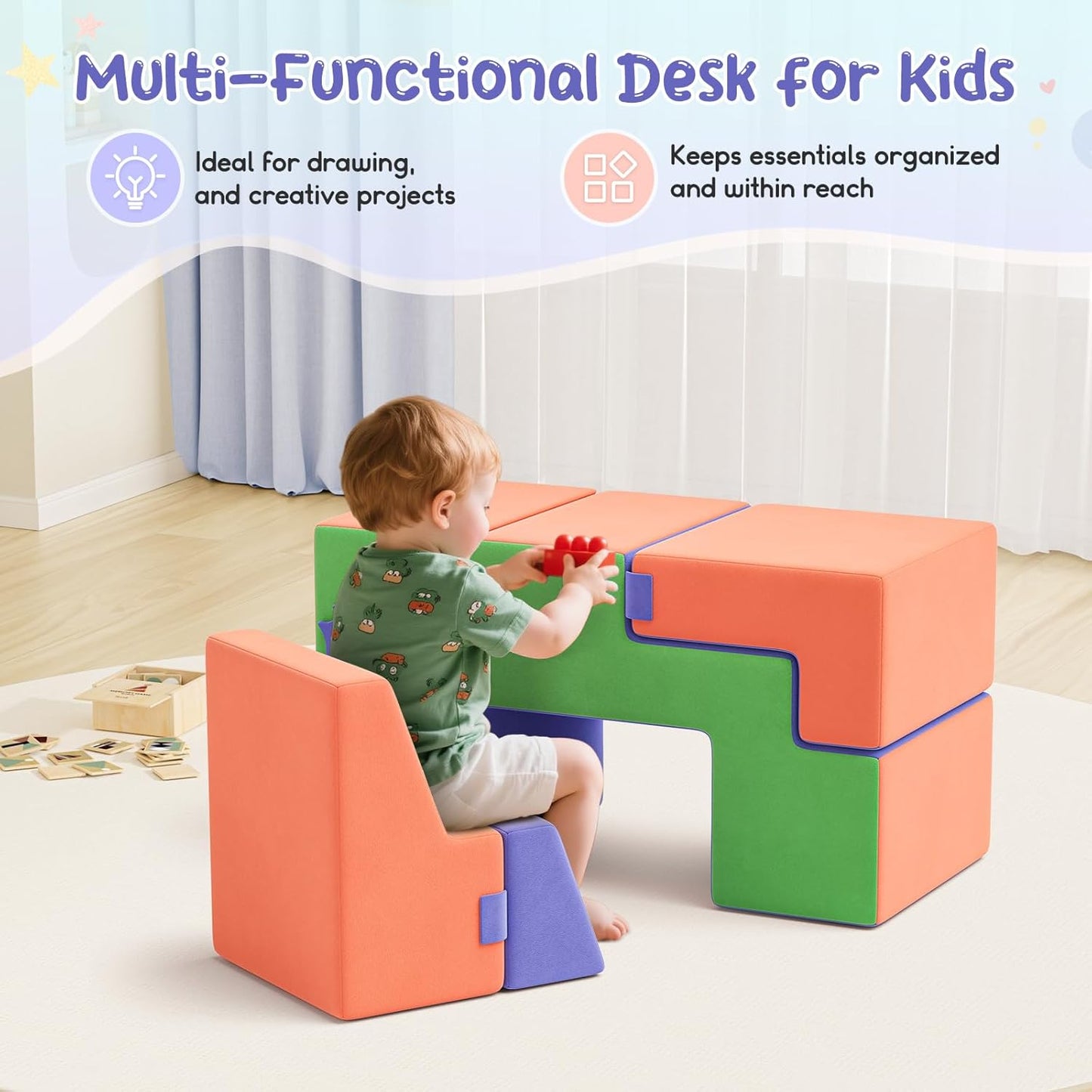 Lischwert Foam Climbing Blocks for Toddlers 1-3, Soft Play Set with Crawling Exploration Toys, Indoor Outdoor Infant Safe Blocks for Baby Gym Toddler Playground